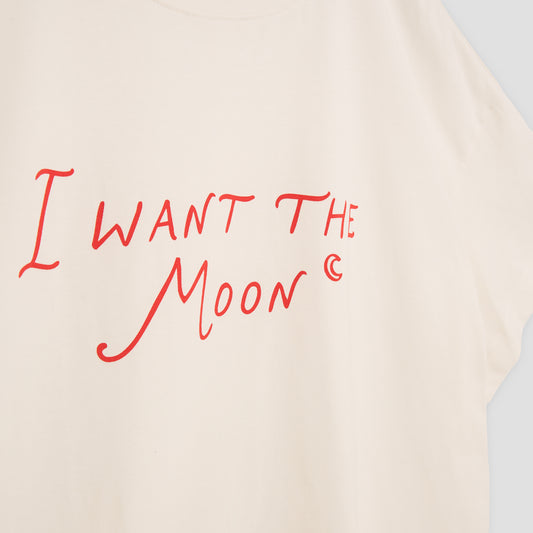 I WANT THE MOON® – Premium Line Oversized T-Shirt in Lunar Glow Off-White