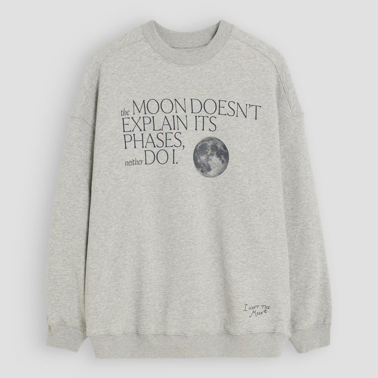 The Moon Doesn’t Explain Its Phases – Neither Do I - Premium Line Oversized Sweater in Cosmic Ash