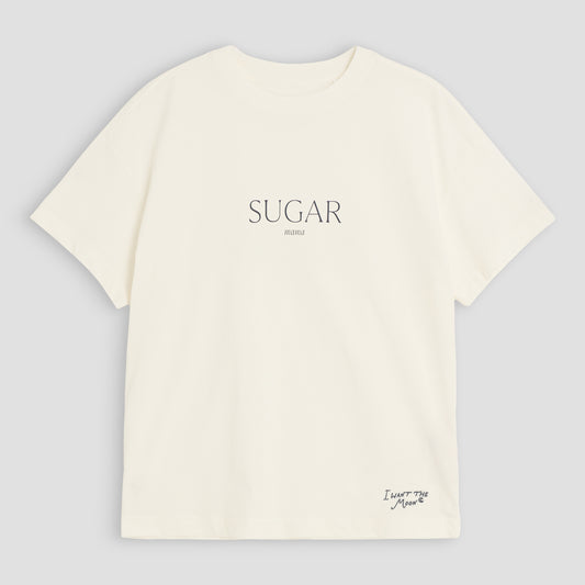 SUGAR mama - Premium Line Oversized T-Shirt in Luna Glow Off-White/ Moongrey