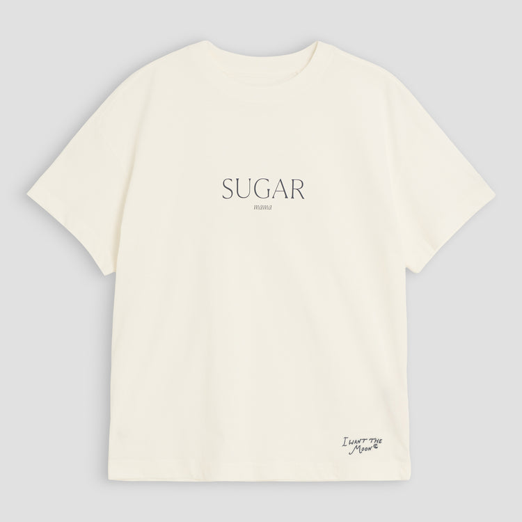 SUGAR mama - Premium Line Oversized T-Shirt in Luna Glow Off-White/ Moongrey