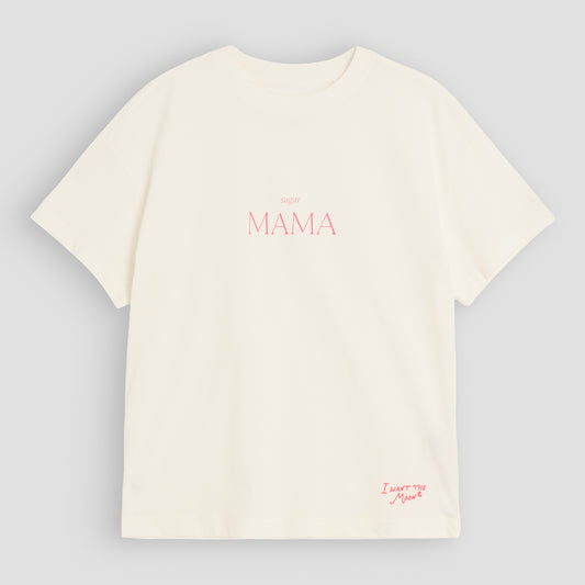 sugar MAMA - Premium Line Oversized T-Shirt in Luna Glow Off-White / Sorbet Pink