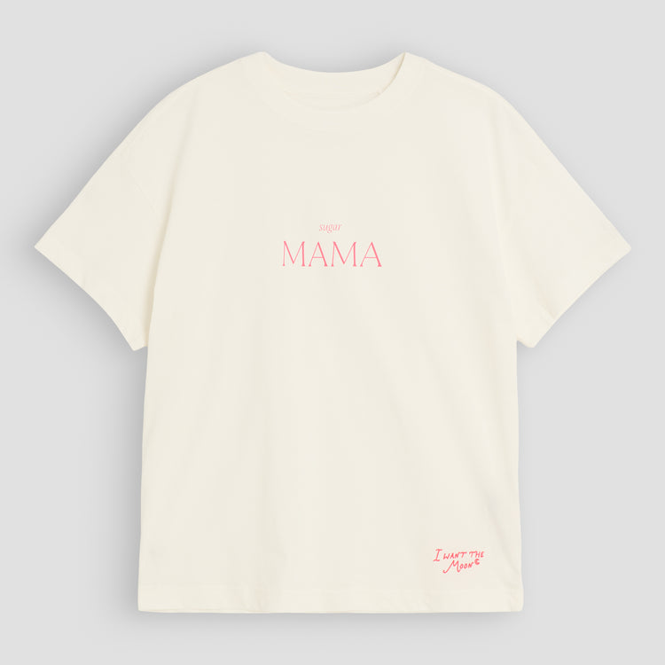 sugar MAMA - Premium Line Oversized T-Shirt in Luna Glow Off-White / Sorbet Pink