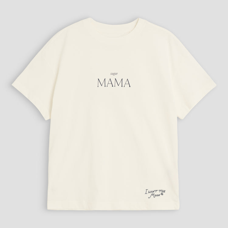 sugar MAMA - Premium Line Oversized T-Shirt in Luna Glow Off-White / Moongrey