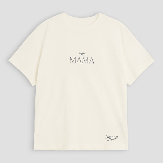 sugar MAMA - Luxury Line Oversized Embroidered T-Shirt in Luna Glow Off-White / Moongrey