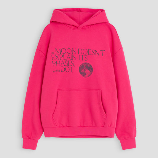 The Moon Doesn’t Explain Its Phases – Neither Do I -  Premium Line Hoodie in Moonflare Pink