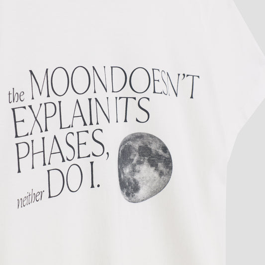 The Moon Doesn’t Explain Its Phases – Neither Do I - Premium Line Oversized T-Shirt in Luna Glow Off-White