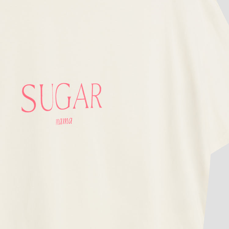 SUGAR mama  – Premium Line Oversized T-Shirt in Luna Glow Off-White / Sorbet Pink