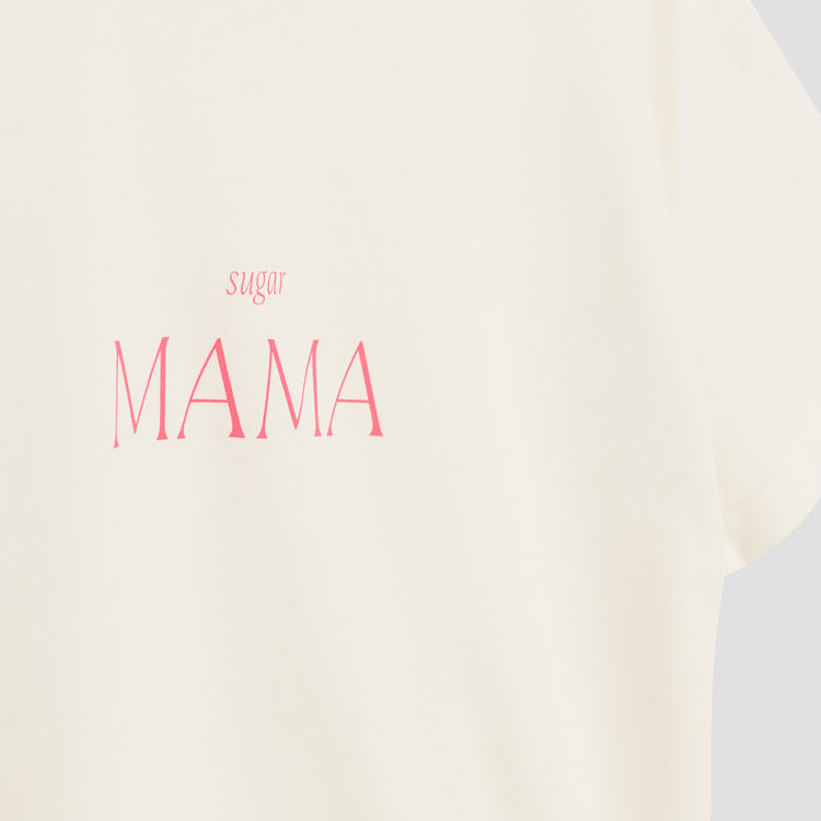sugar MAMA - Premium Line Oversized T-Shirt in Luna Glow Off-White / Sorbet Pink