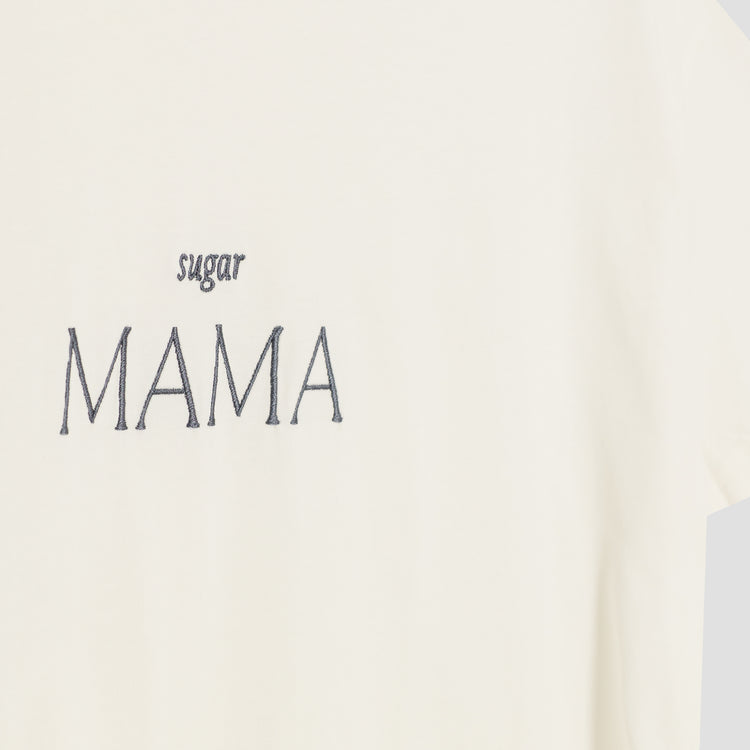 sugar MAMA - Luxury Line Oversized Embroidered T-Shirt in Luna Glow Off-White / Moongrey