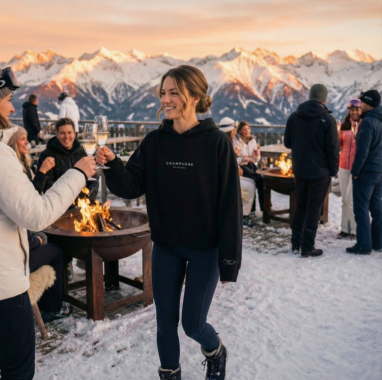 Champagne Problems Premium Line Hoodie – Deep Midnight Black