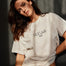 Bild in Galerie-Betrachter laden, SUGAR mama – Luxury Line Oversized Embroidered T-Shirt in Luna Glow Off-White / Moongrey

