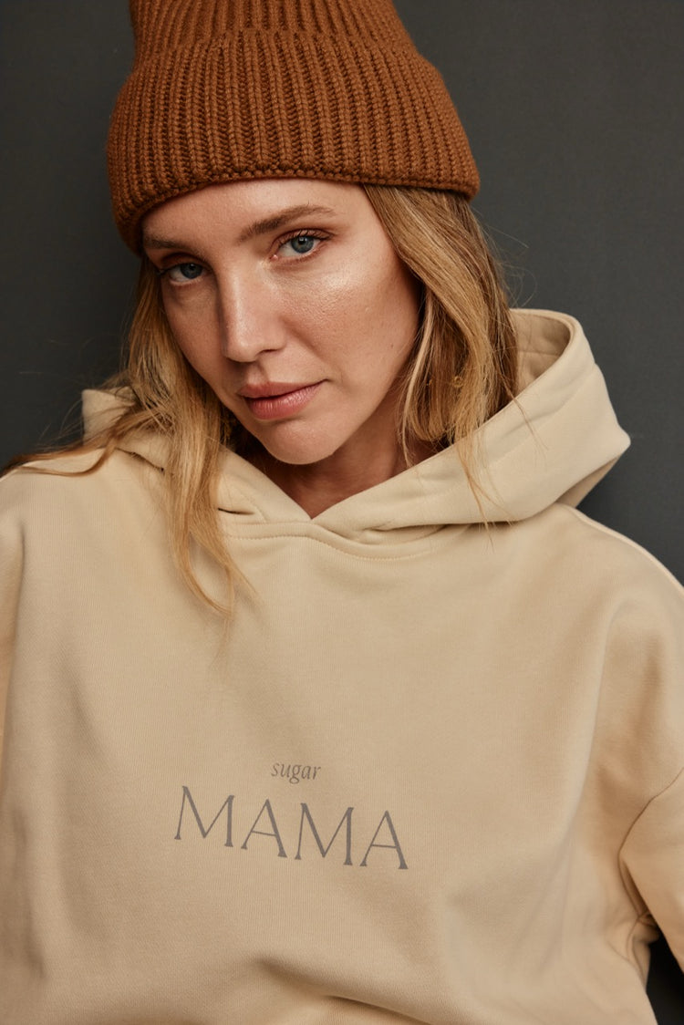 sugar MAMA -  Premium Line Oversized Hoodie in Sandy Beige