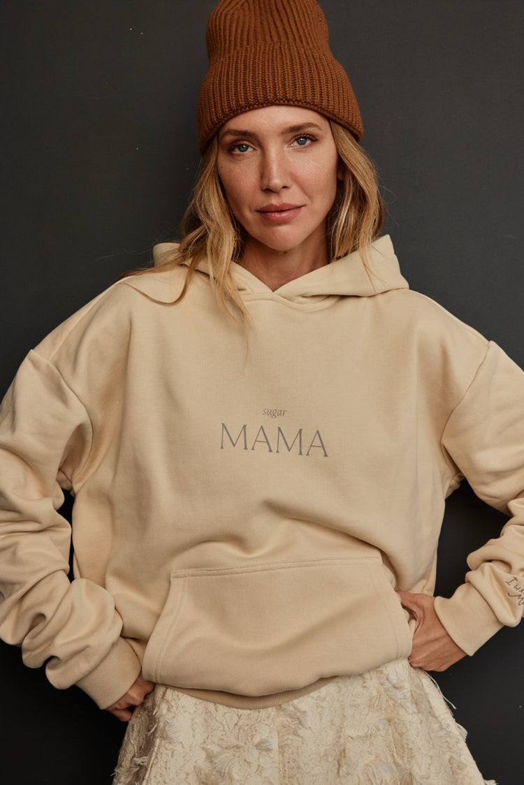 sugar MAMA -  Premium Line Oversized Hoodie in Sandy Beige