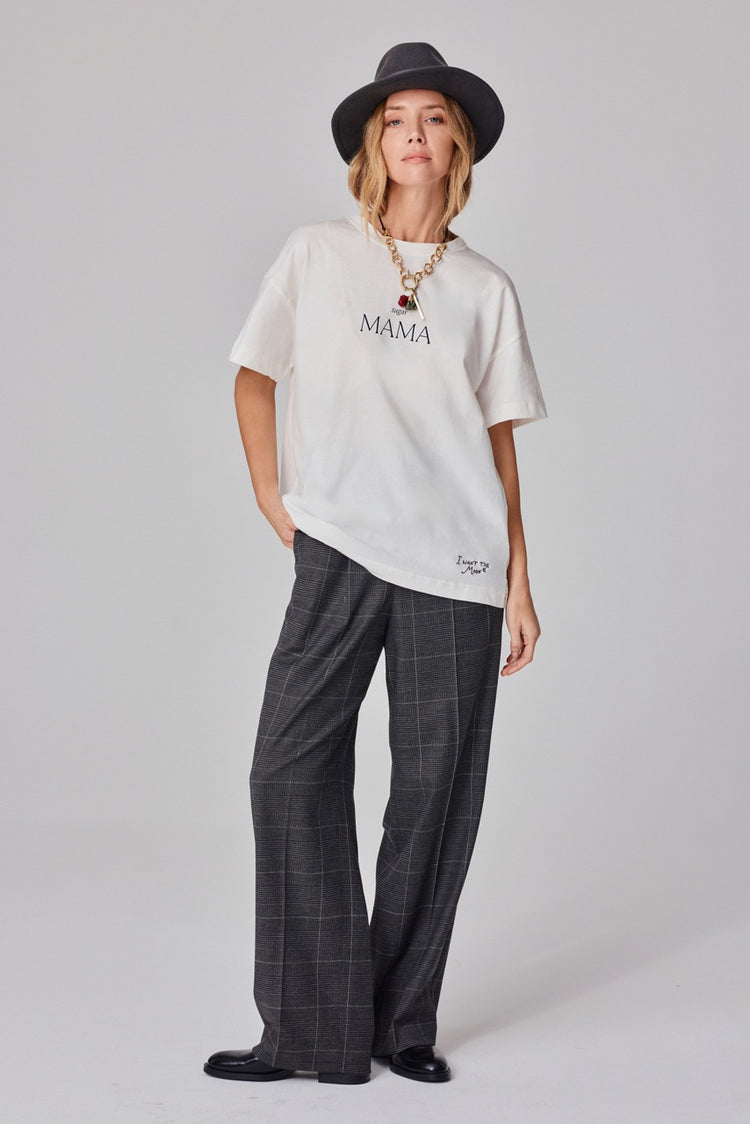 sugar MAMA - Premium Line Oversized T-Shirt in Luna Glow Off-White / Moongrey