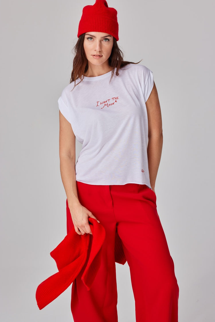 I WANT THE MOON® – Luxury Line Muscle Tee in Luna Glow White