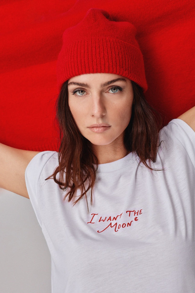 I WANT THE MOON® – Luxury Line Muscle Tee in Luna Glow White