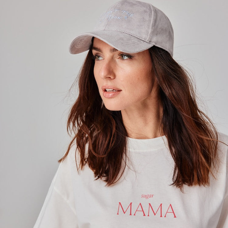 sugar MAMA - Premium Line Oversized T-Shirt in Luna Glow Off-White / Sorbet Pink