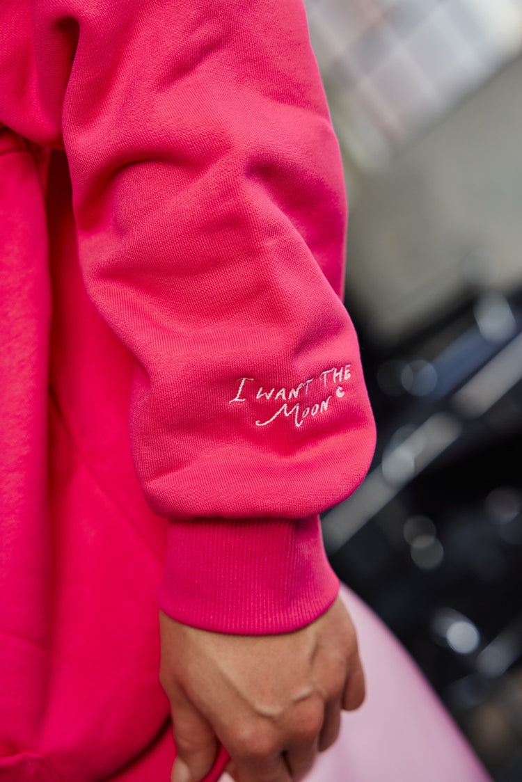 sugar MAMA – Luxury Line Oversized Embroidered Hoodie in Moonflare Pink