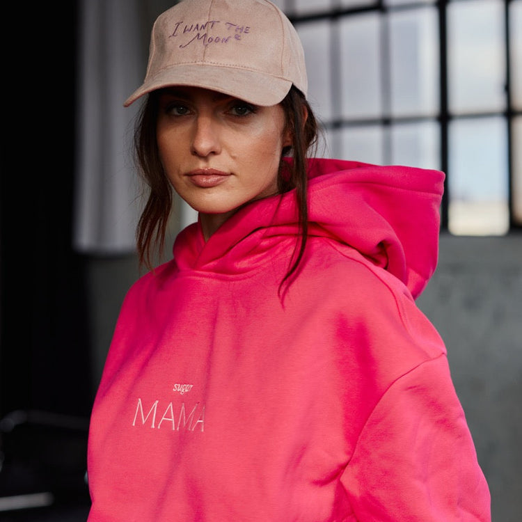 sugar MAMA – Luxury Line Oversized Embroidered Hoodie in Moonflare Pink