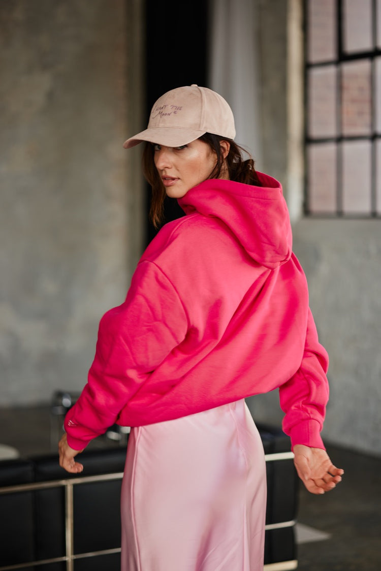 sugar MAMA – Luxury Line Oversized Embroidered Hoodie in Moonflare Pink