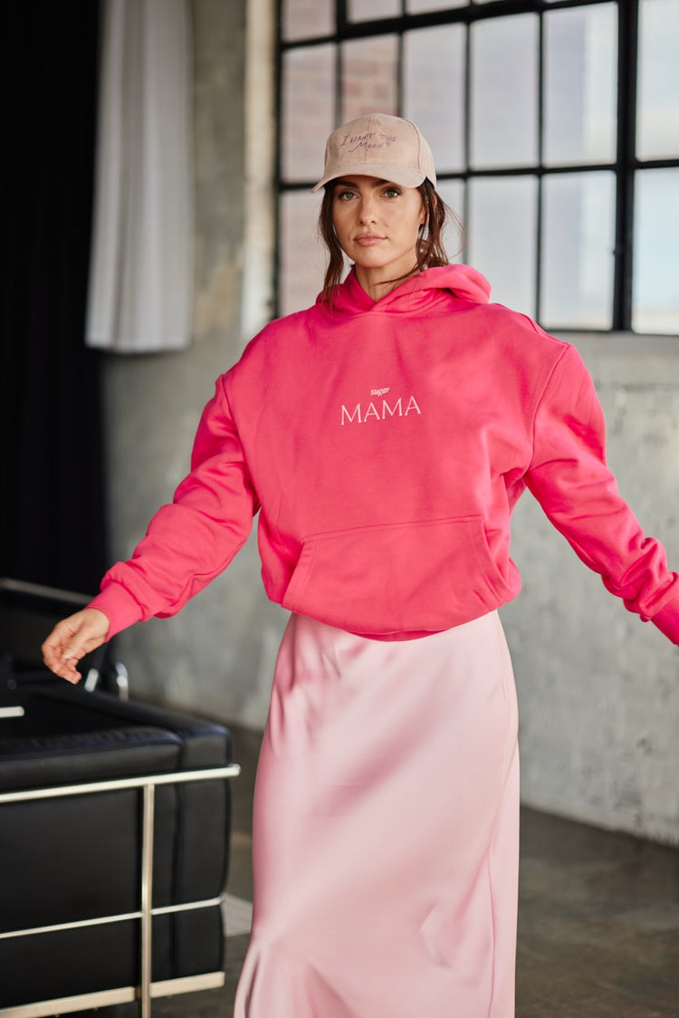 sugar MAMA – Luxury Line Oversized Embroidered Hoodie in Moonflare Pink