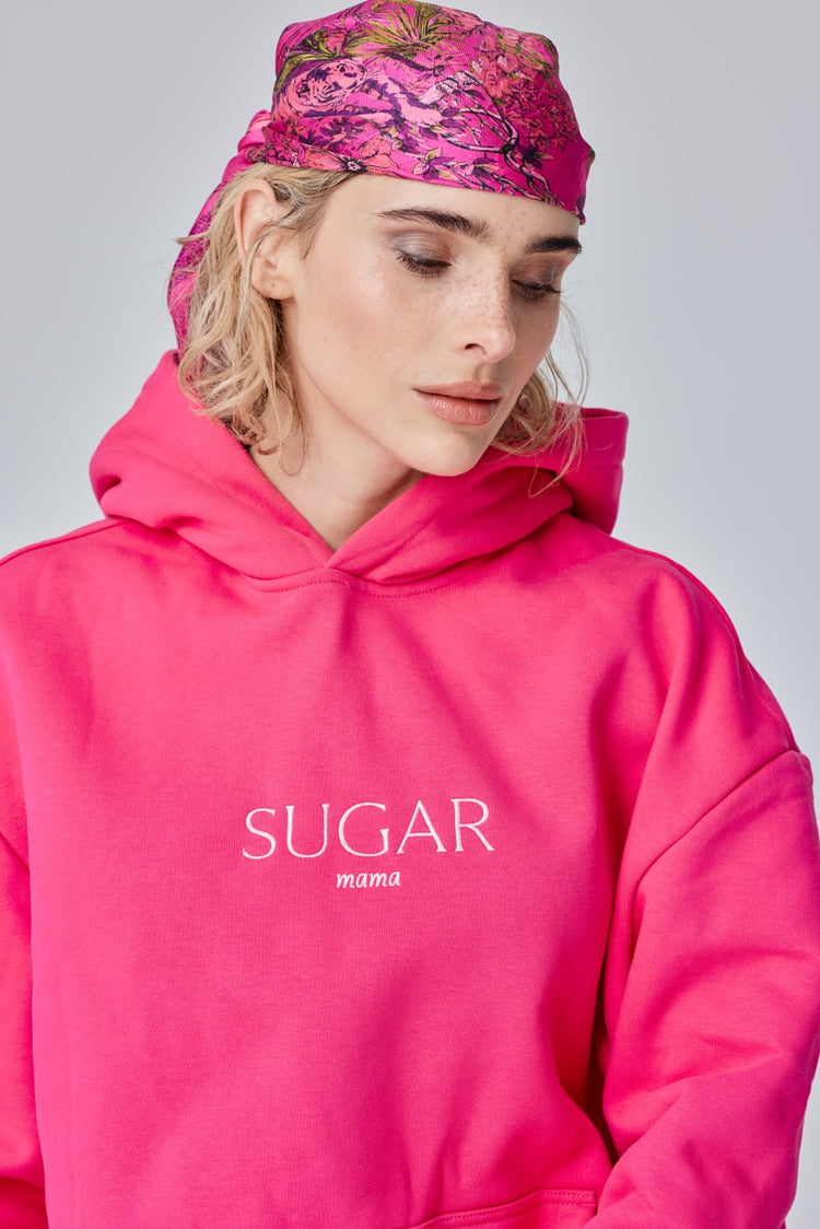 SUGAR mama – Luxury Line Oversized Embroidered Hoodie in Moonflare Pink