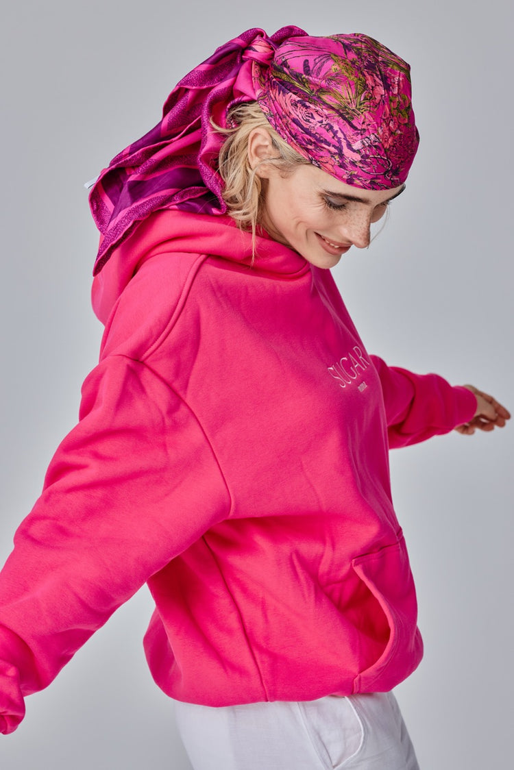 SUGAR mama – Luxury Line Oversized Embroidered Hoodie in Moonflare Pink