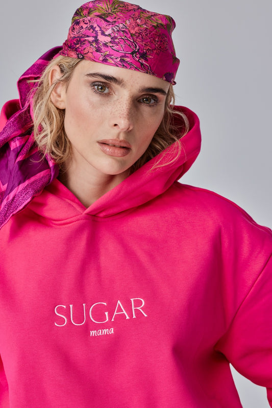 SUGAR mama – Luxury Line Oversized Embroidered Hoodie in Moonflare Pink
