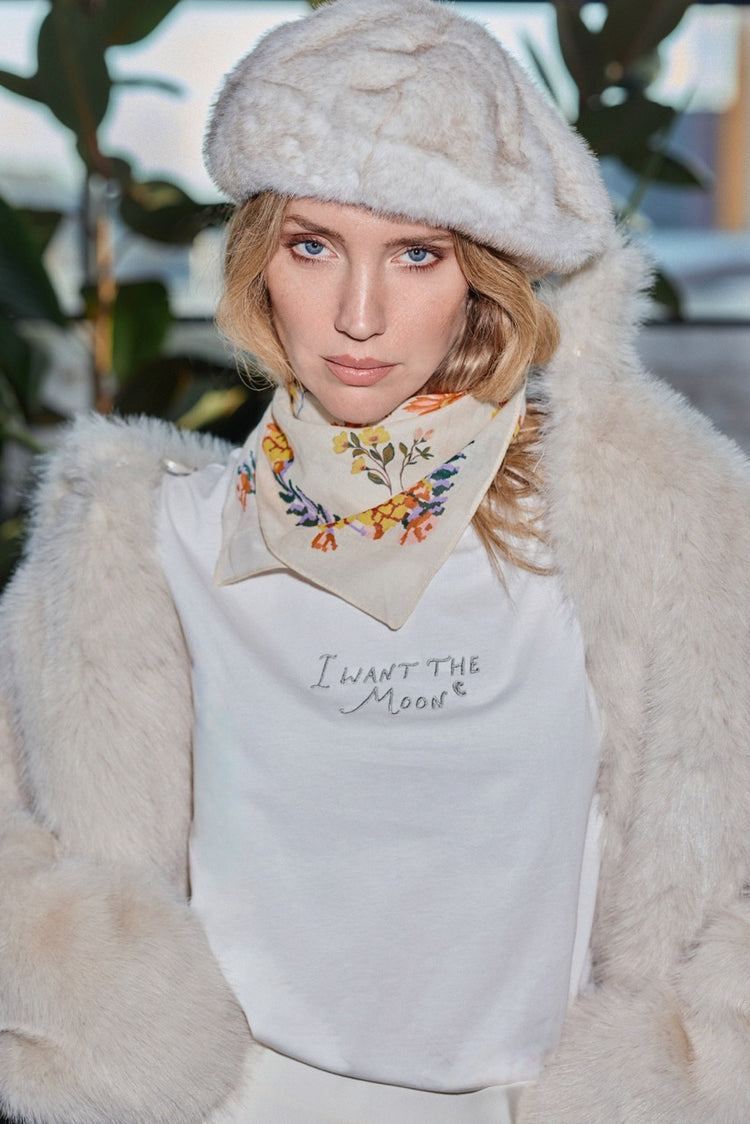 I WANT THE MOON® – Oversized Luxury Line Tee in Luna Glow Off-White