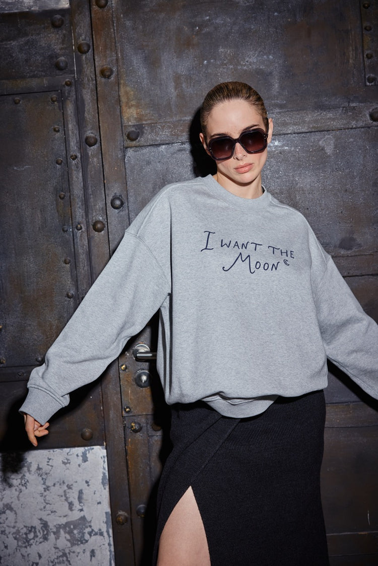 I WANT THE MOON® – Premium Line Oversized Sweater in Cosmic Ash