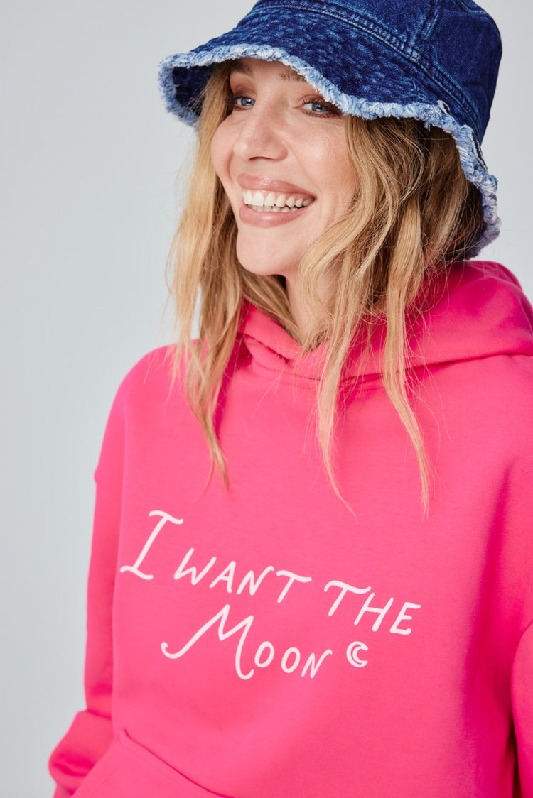 I WANT THE MOON® – Premium Line Oversized Hoodie in Moonflare Pink