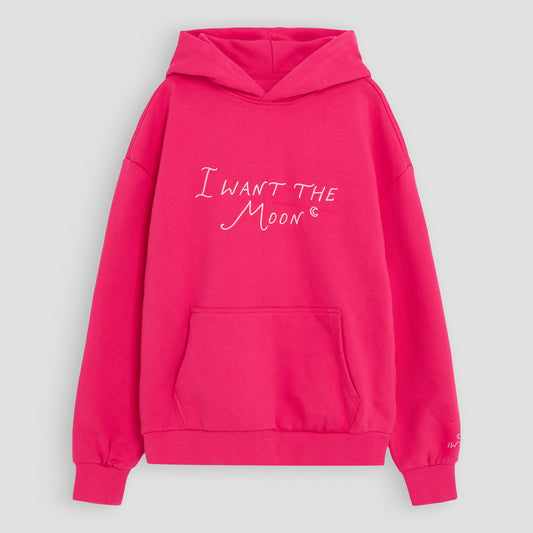 I WANT THE MOON® – Luxury Line Signature Hoodie mit Front Stick groß in Moonflare Pink