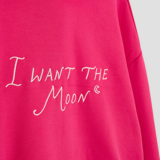 I WANT THE MOON® – Luxury Line Signature Hoodie mit Front Stick groß in Moonflare Pink