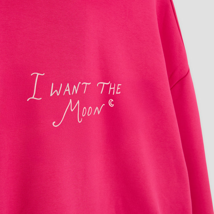 I WANT THE MOON® – Luxury Line Hoodie mit Front Stick klein in Moonflare Pink