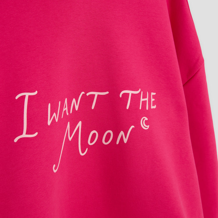 I WANT THE MOON® – Premium Line Oversized Hoodie in Moonflare Pink