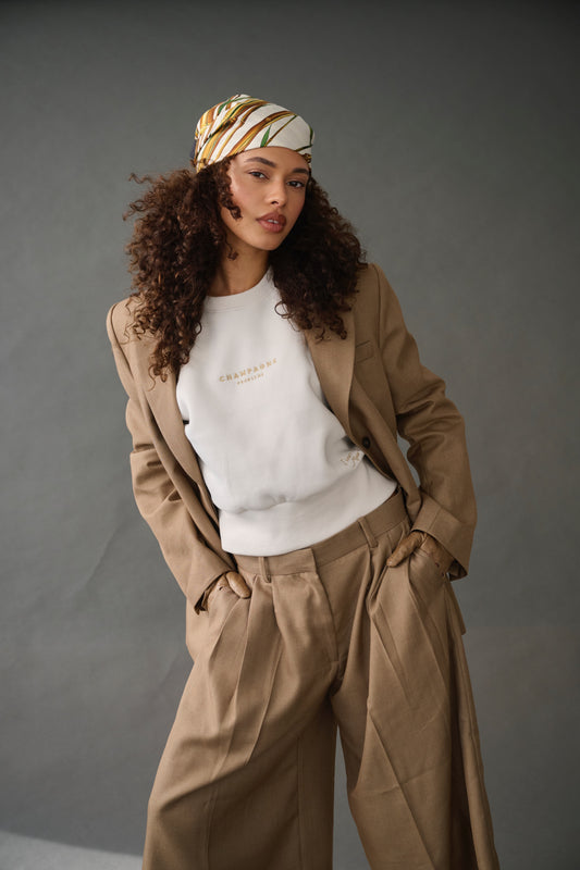 Champagne Problems Cropped Sweater – Bone / Champagner