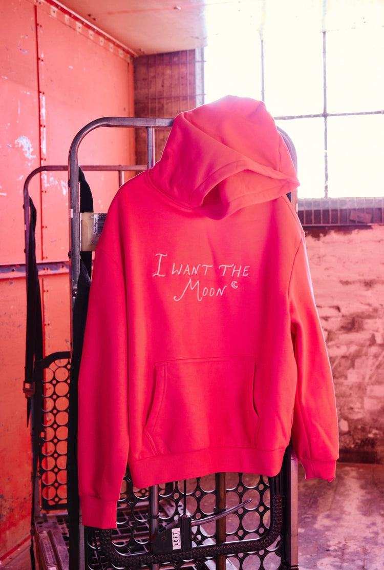 I WANT THE MOON® – Luxury Line Signature Hoodie mit Front Stick groß in Moonflare Pink