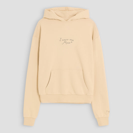 I WANT THE MOON - Oversized Hoodie Sandy Beige/ Light Moon Grey Stick