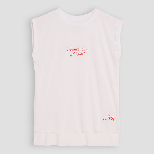 I WANT THE MOON® – Luxury Line Muscle Tee in Luna Glow White