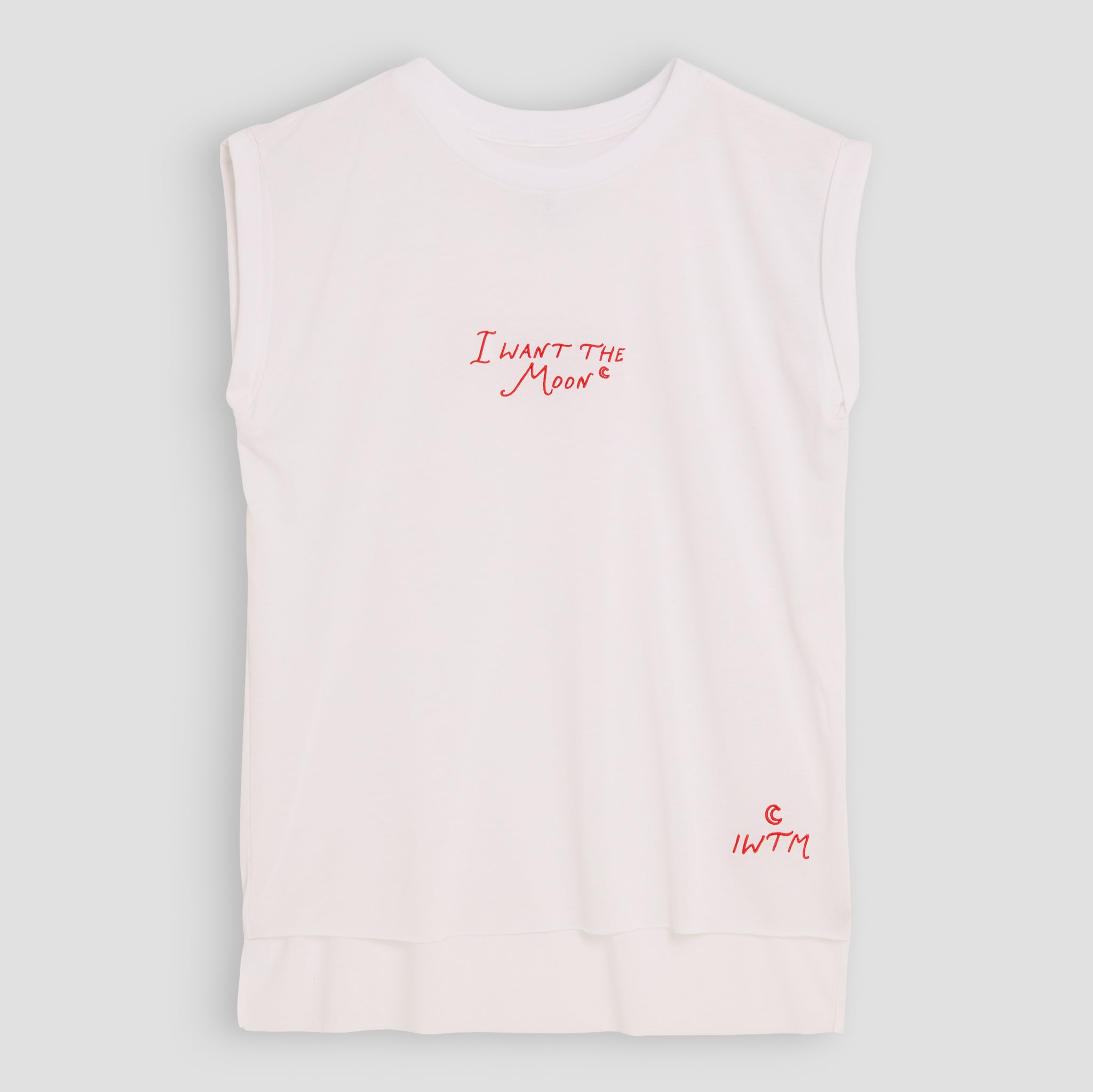I WANT THE MOON® – Luxury Line Muscle Tee in Lunar Glow White