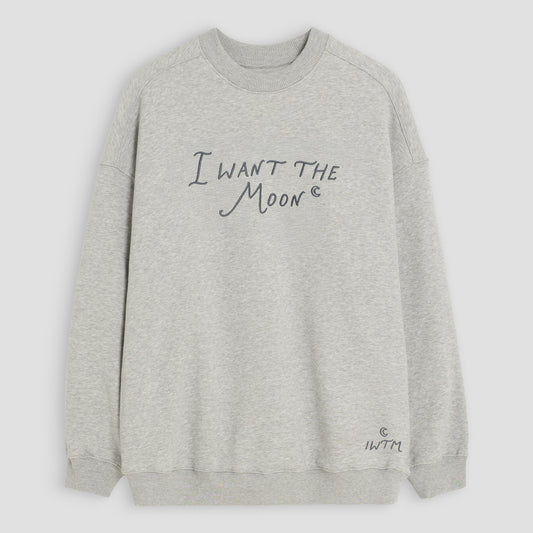 I WANT THE MOON® – Luxury Line Sweatshirt mit Frontstick gross in Cosmic Ash