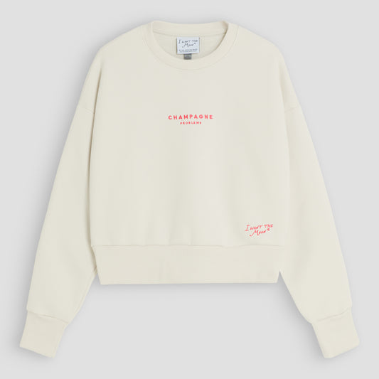 Champagne Problems Luxury Line Cropped Sweater – in Bone / Sorbet Pink