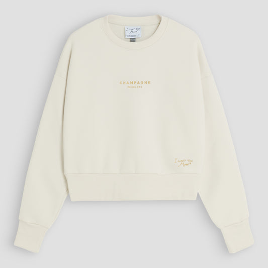 Champagne Problems Luxury Line Cropped Sweater –  in Bone / Champagner