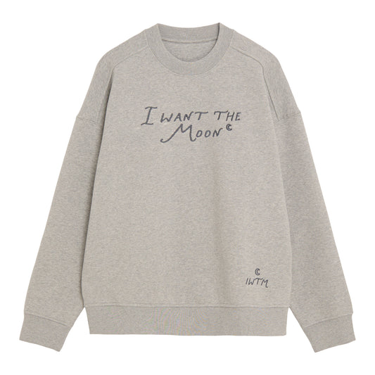 I WANT THE MOON® – Luxury Line Sweatshirt mit Frontstick gross in Cosmic Ash