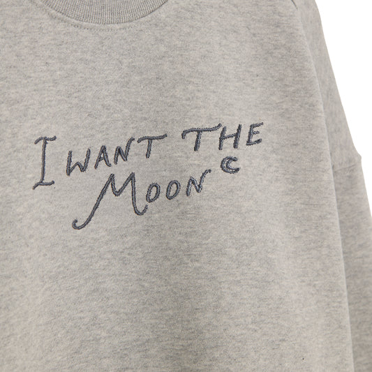 I WANT THE MOON® – Luxury Line Sweatshirt mit Frontstick gross in Cosmic Ash