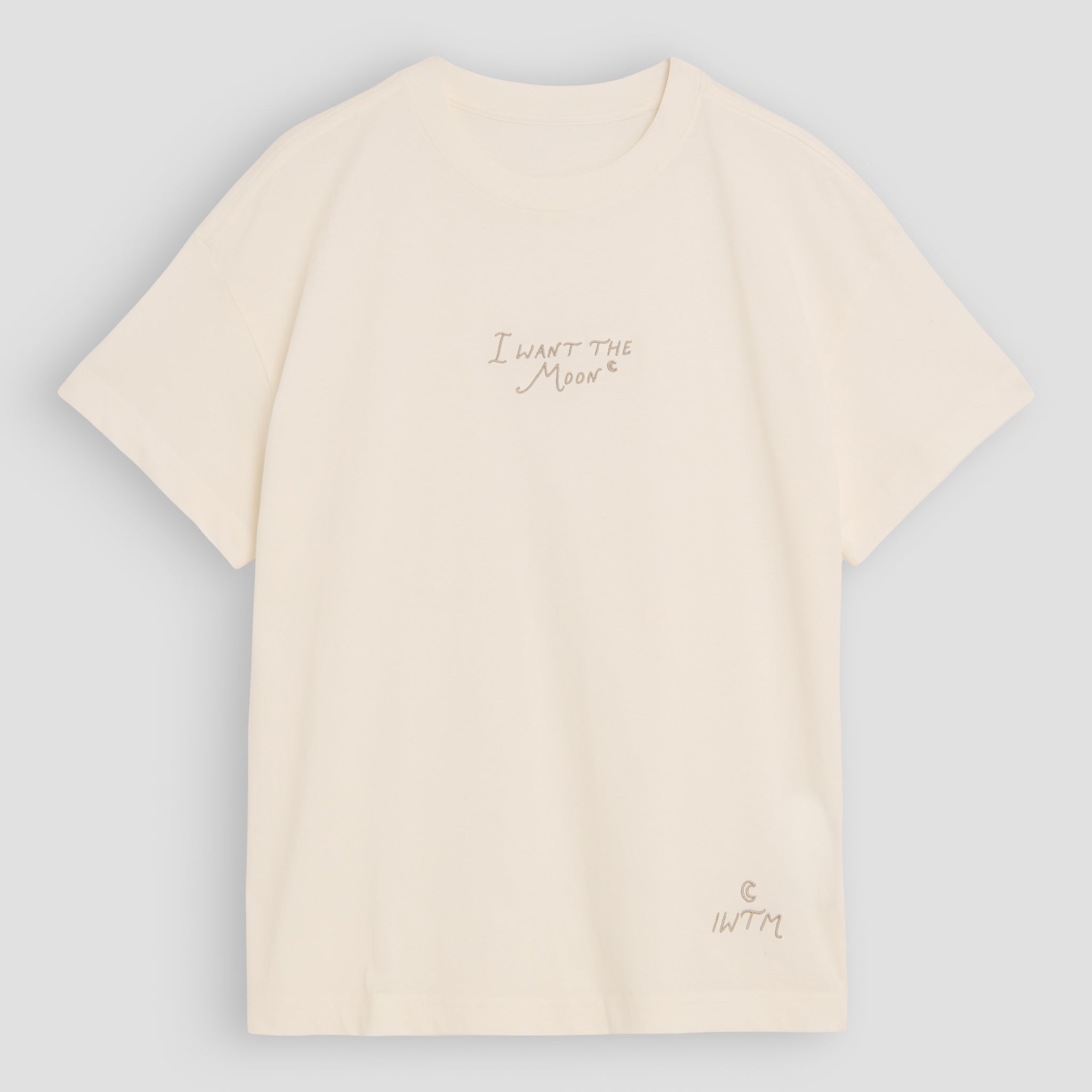 I WANT THE MOON® – Oversized Luxury Line Tee in Lunar Glow Off-White