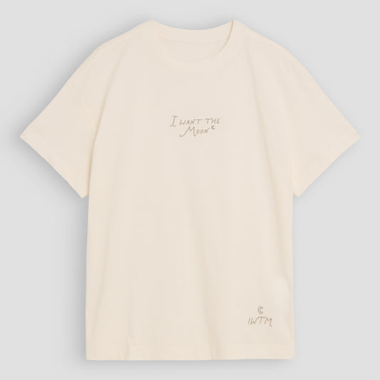 I WANT THE MOON® – Oversized Luxury Line Tee in Lunar Glow Off-White