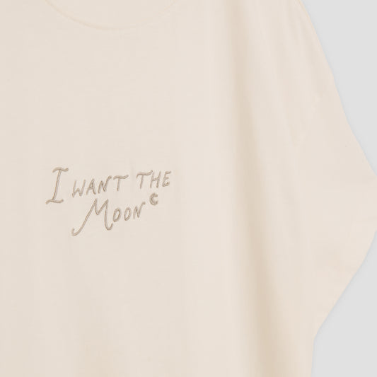 I WANT THE MOON® – Oversized Luxury Line Tee in Lunar Glow Off-White